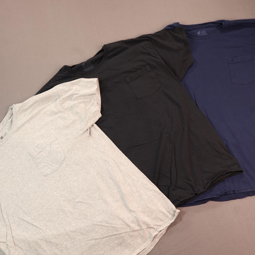 Hanes Shirt Lot Men XL 3 Pack Pocket Tee Multicolor Tagless ComfortSoft Workwear